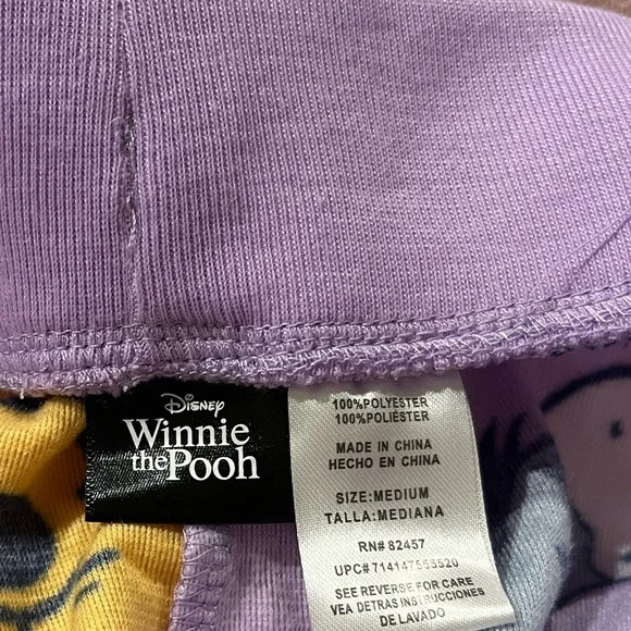 🆕 DISNEY Winnie the Pooh Lounge Pants Pajama Bottoms Purple Size Medium - Picture 7 of 11